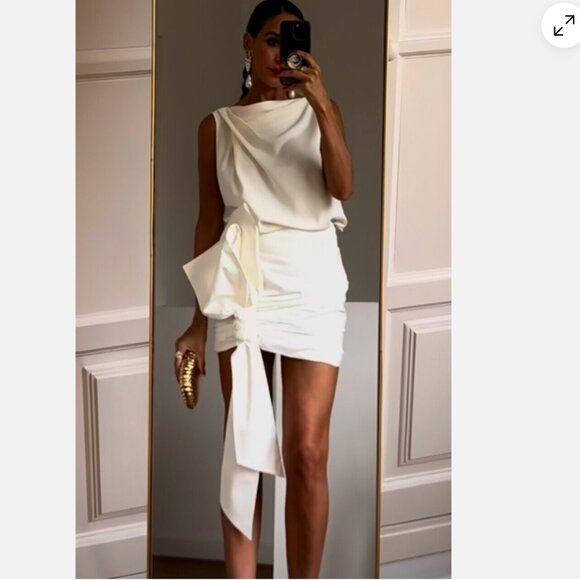 ZARA KNOTTED MINI SKIRT ZW COLLECTION WHITE S M L NWT - Picture 6 of 11